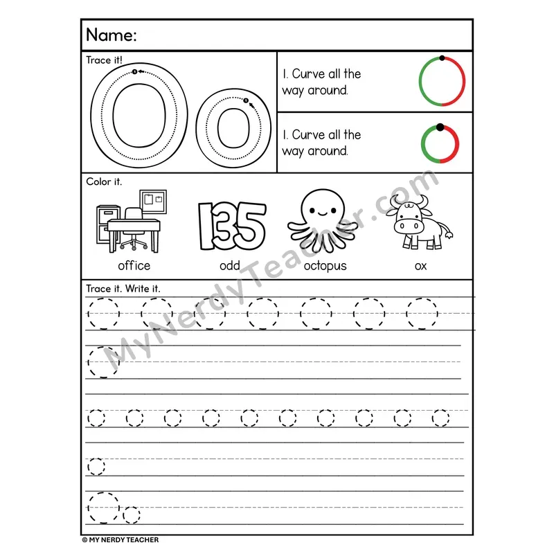 Letter O Tracing Worksheet — Stroke Order Practice