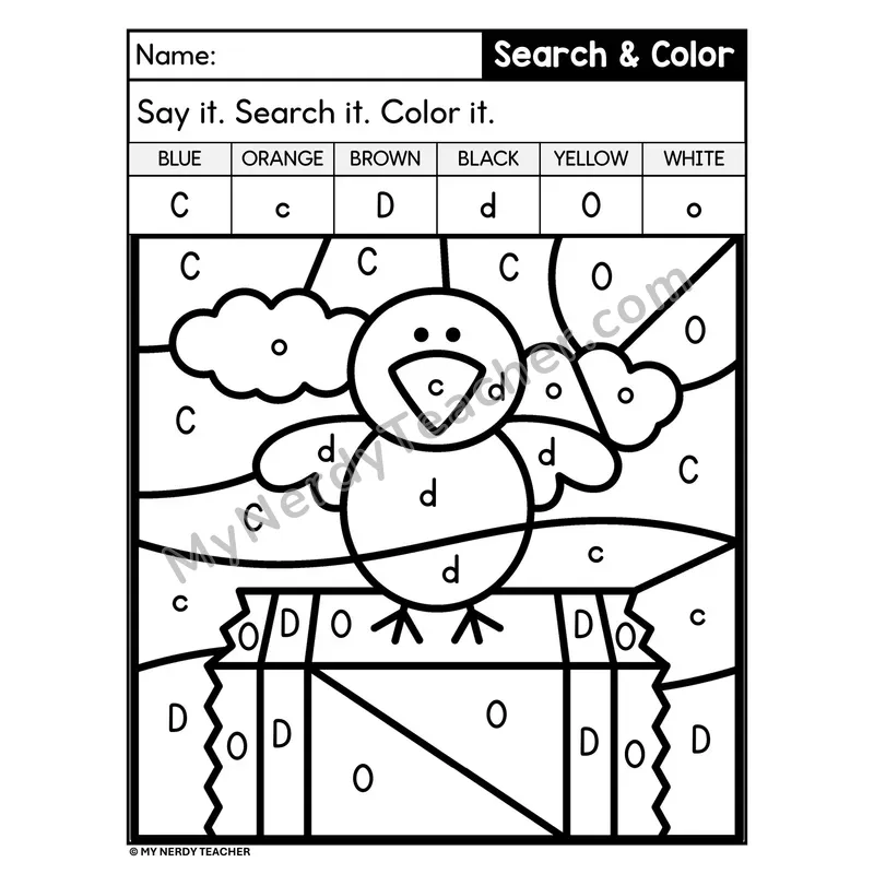 Search and Color by Letter Worksheet — Page 03