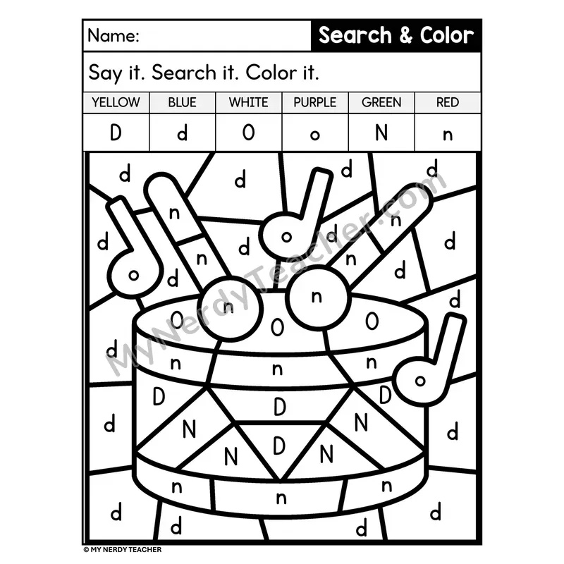 Search and Color by Letter Worksheet — Page 04