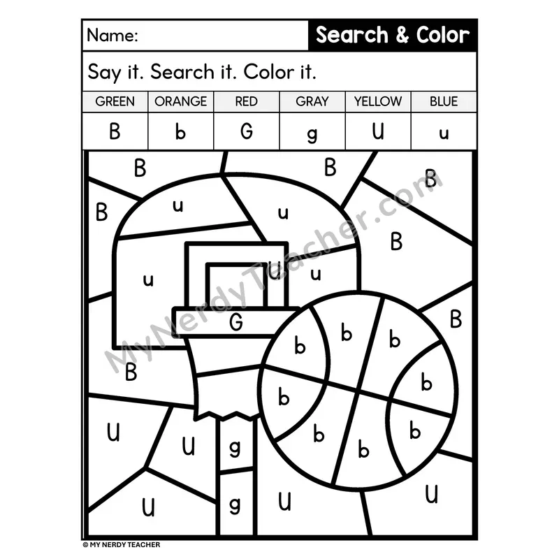 Search and Color by Letter Worksheet — Page 02
