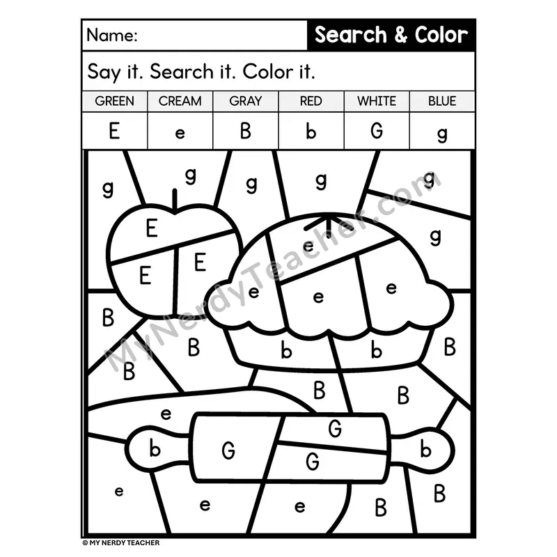 Search and Color by Letter Worksheet — Page 05