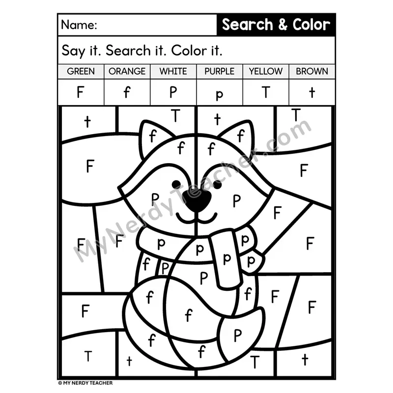Search and Color by Letter Worksheet — Page 06