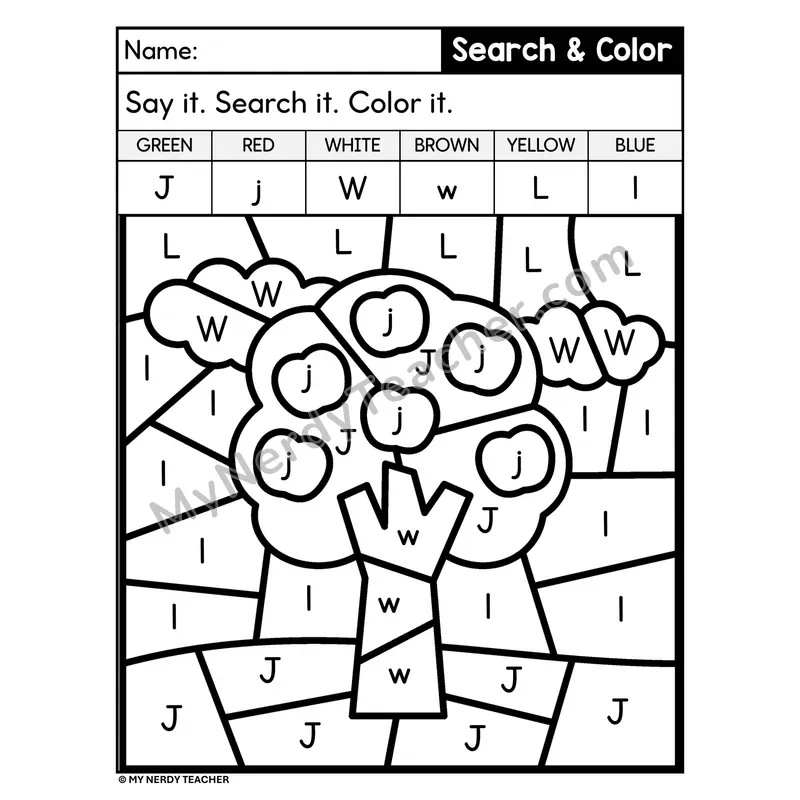 Search and Color by Letter Worksheet — Page 10