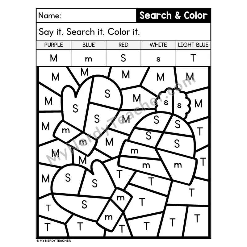 Search and Color by Letter Worksheet — Page 13