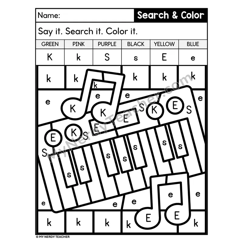Search and Color by Letter Worksheet — Page 11