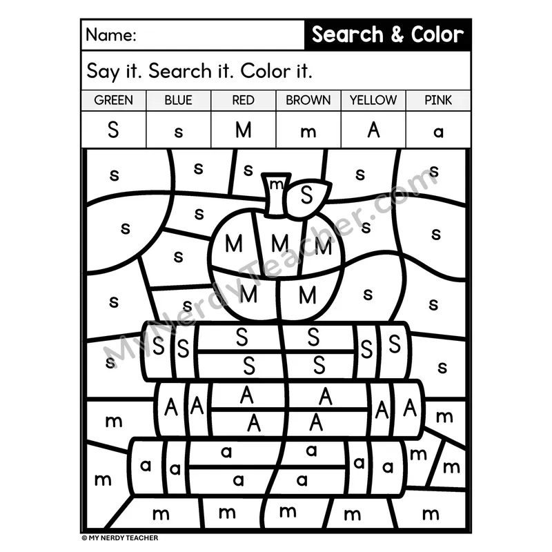 Search and Color by Letter Worksheet — Page 19