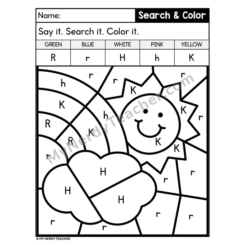 Search and Color by Letter Worksheet — Page 18