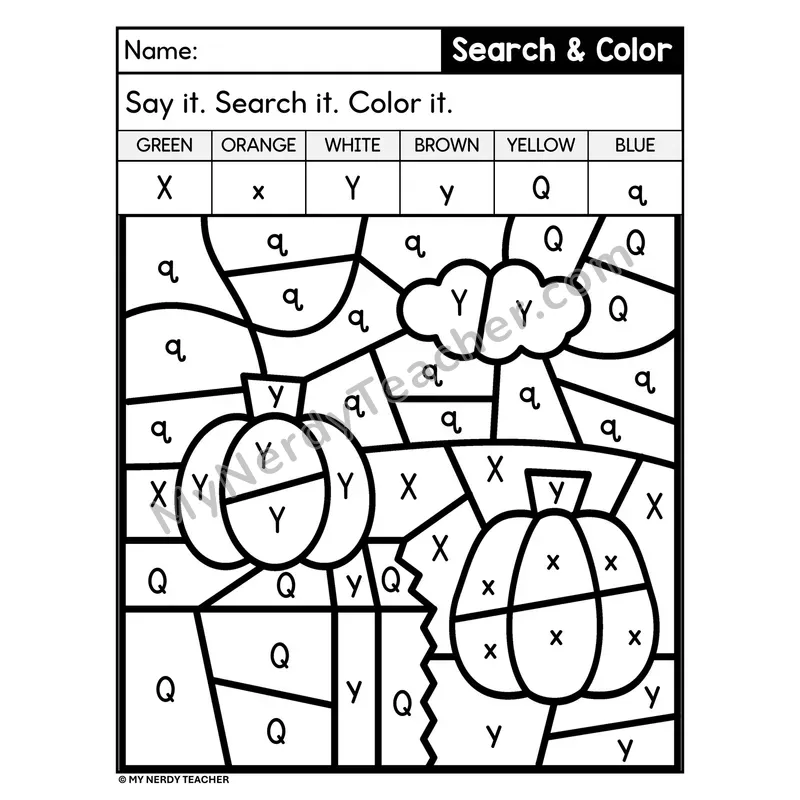 Search and Color by Letter Worksheet — Page 17