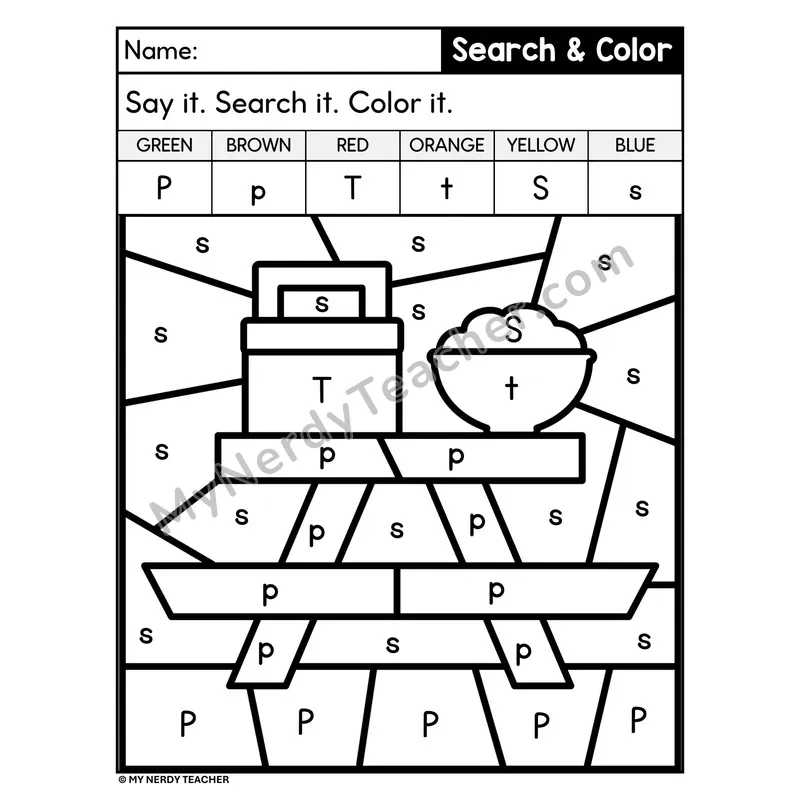 Search and Color by Letter Worksheet — Page 16
