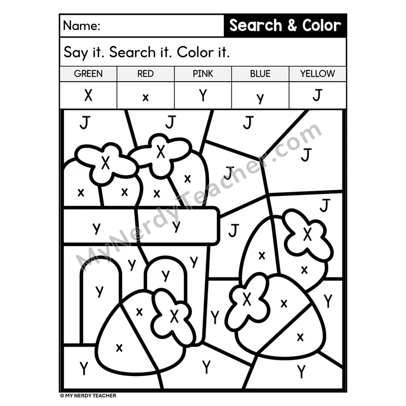 Search and Color by Letter Worksheet — Page 24