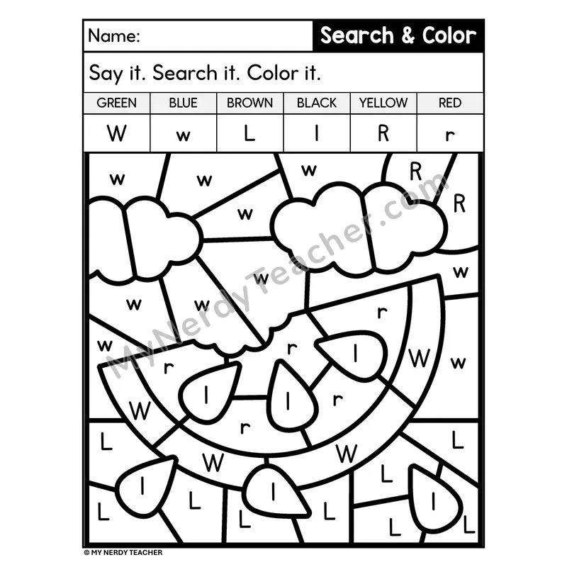 Search and Color by Letter Worksheet — Page 23