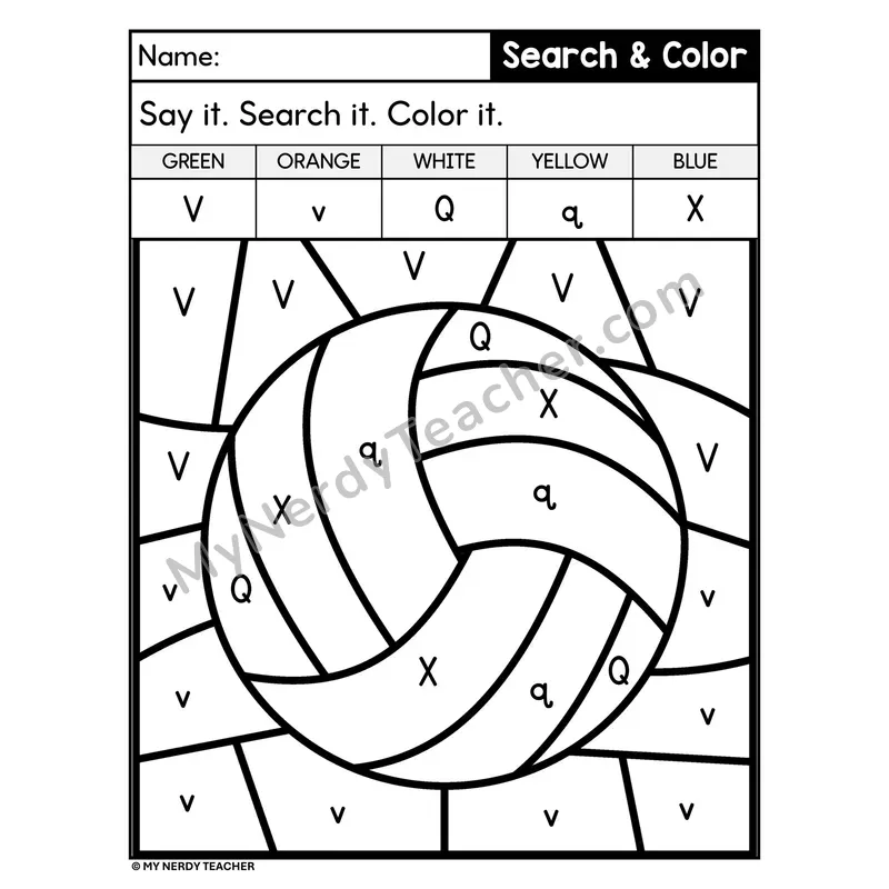 Search and Color by Letter Worksheet — Page 22