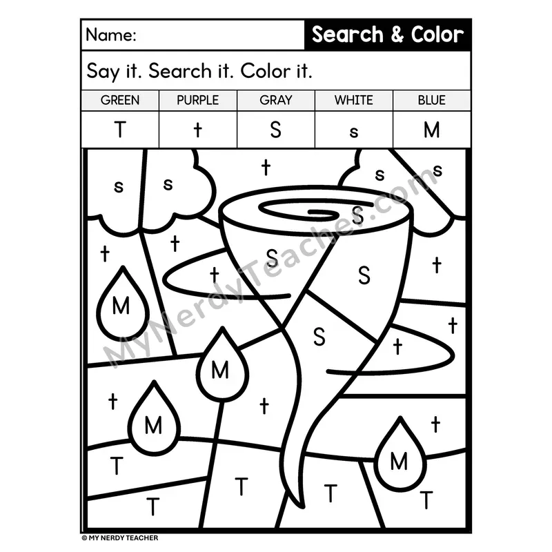 Search and Color by Letter Worksheet — Page 20