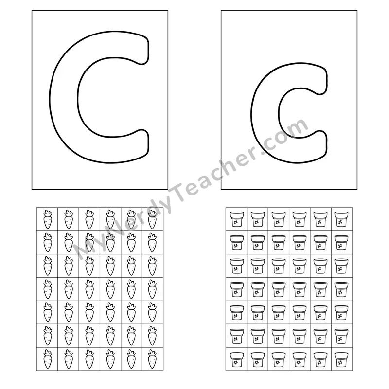 Letter C Playdough Mat and Sticker Chart
