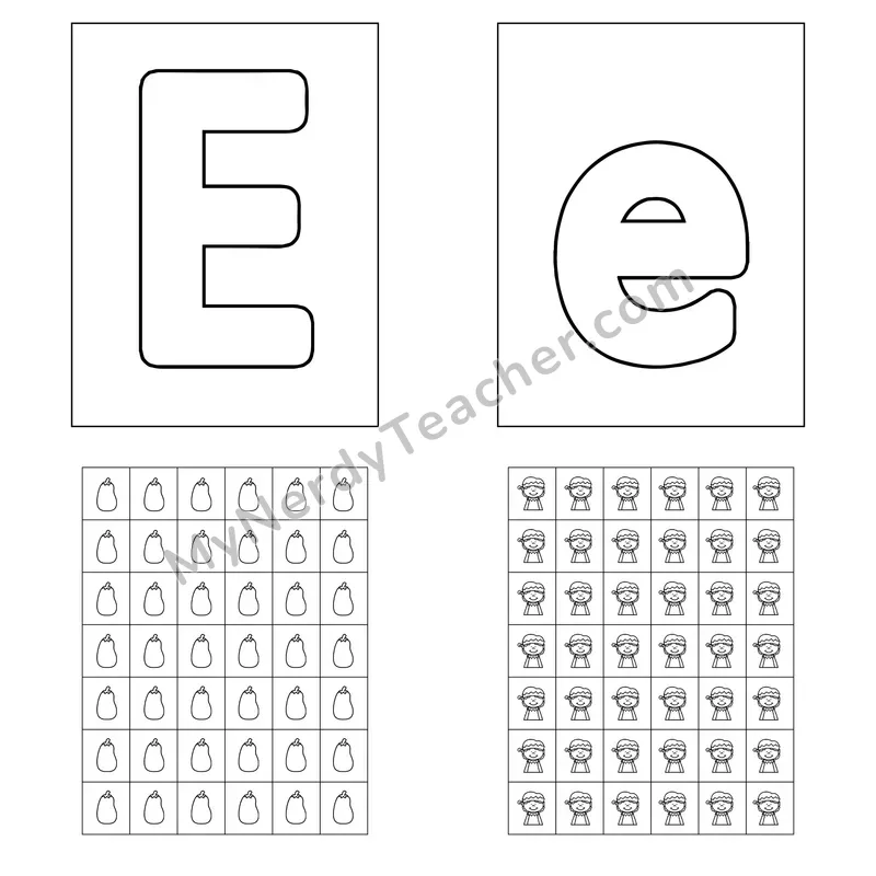 Letter E Playdough Mat and Sticker Chart