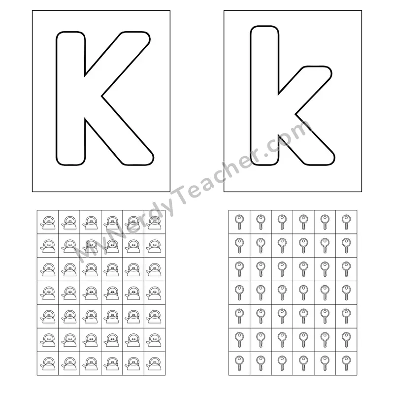Letter K Playdough Mat and Sticker Chart
