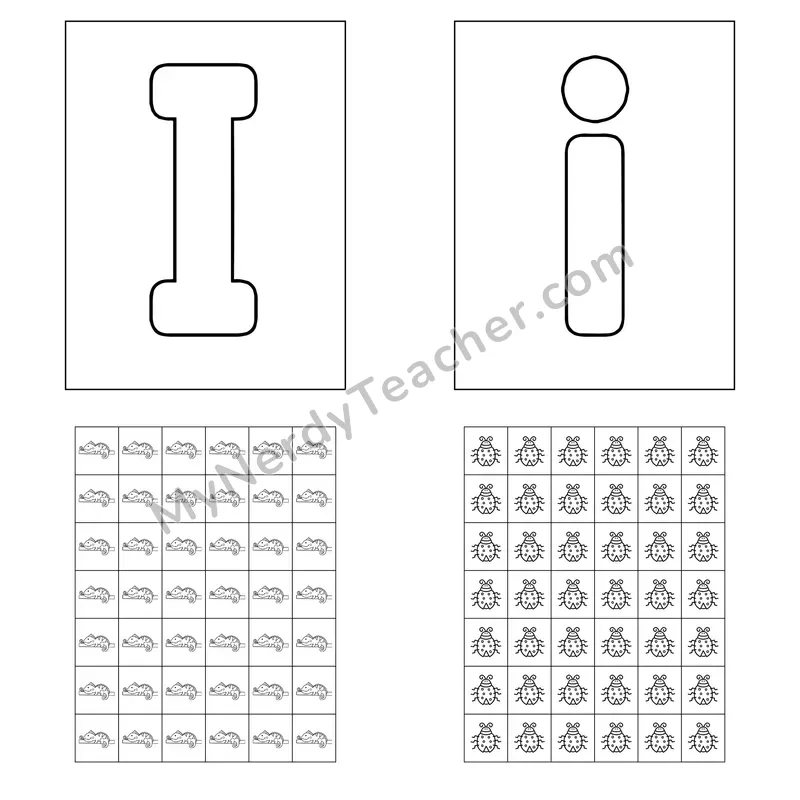 Letter I Playdough Mat and Sticker Chart