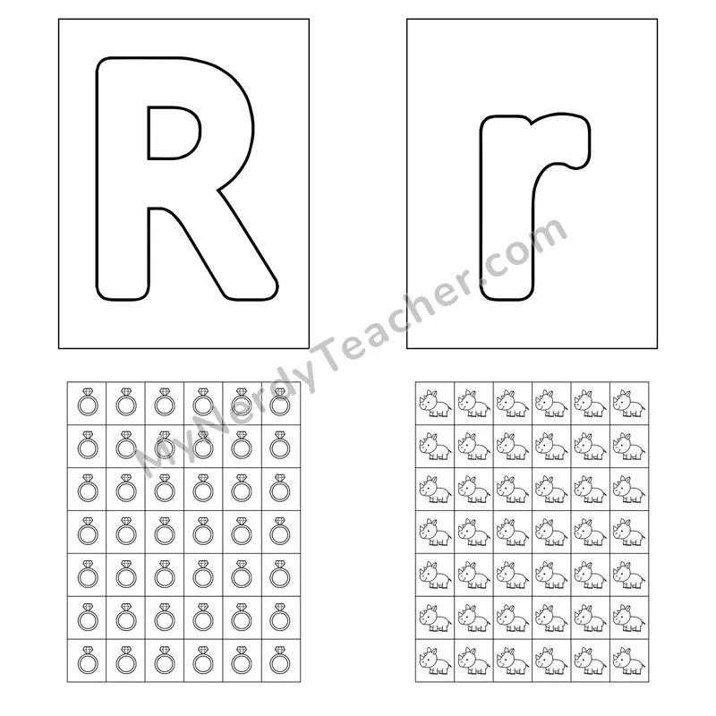 Letter R Playdough Mat and Sticker Chart