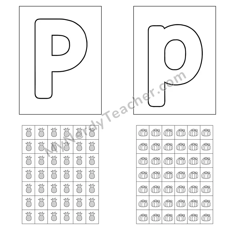 Letter P Playdough Mat and Sticker Chart