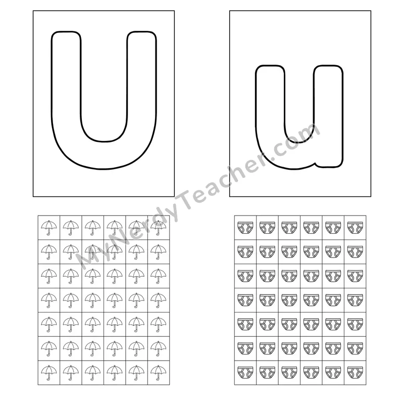 Letter U Playdough Mat and Sticker Chart