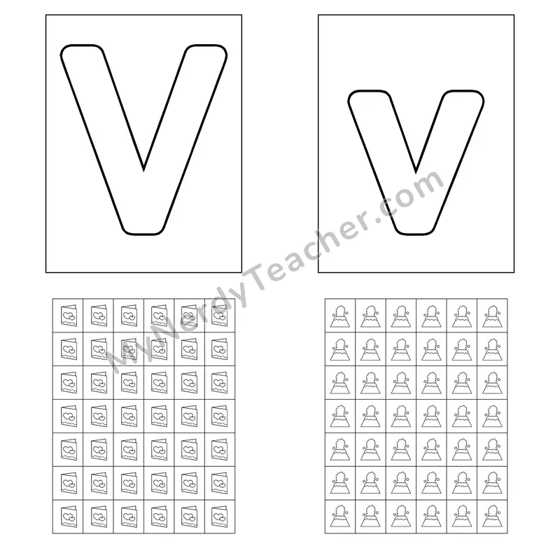 Letter V Playdough Mat and Sticker Chart