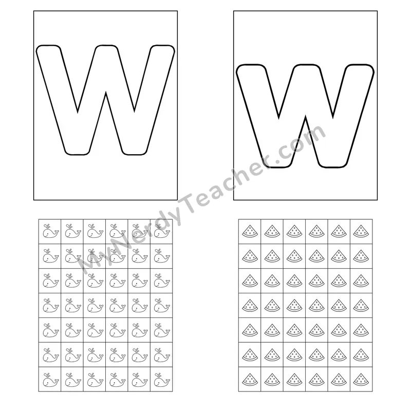 Letter W Playdough Mat and Sticker Chart