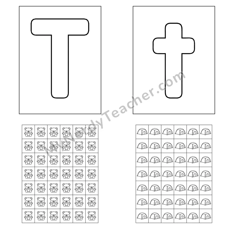 Letter T Playdough Mat and Sticker Chart