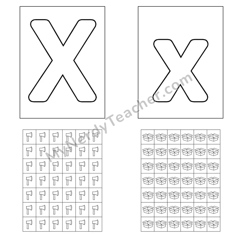 Letter X Playdough Mat and Sticker Chart