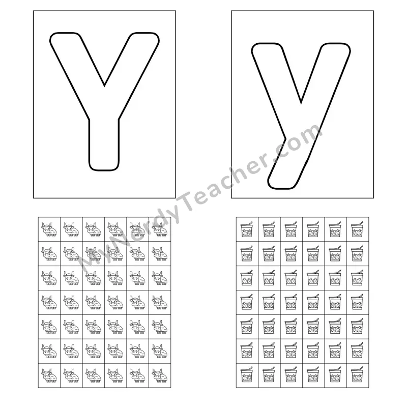 Letter Y Playdough Mat and Sticker Chart