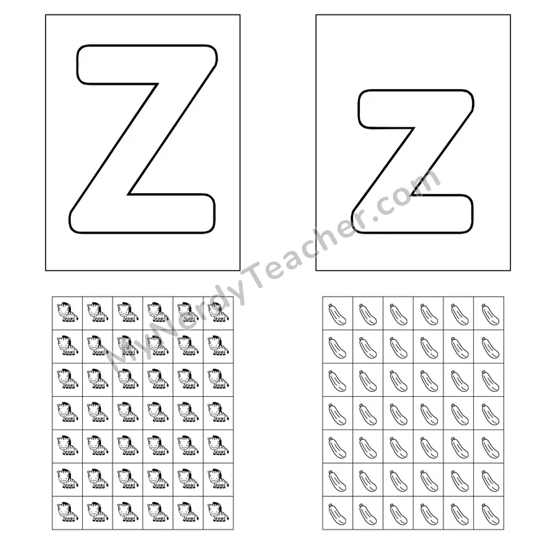 Letter Z Playdough Mat and Sticker Chart