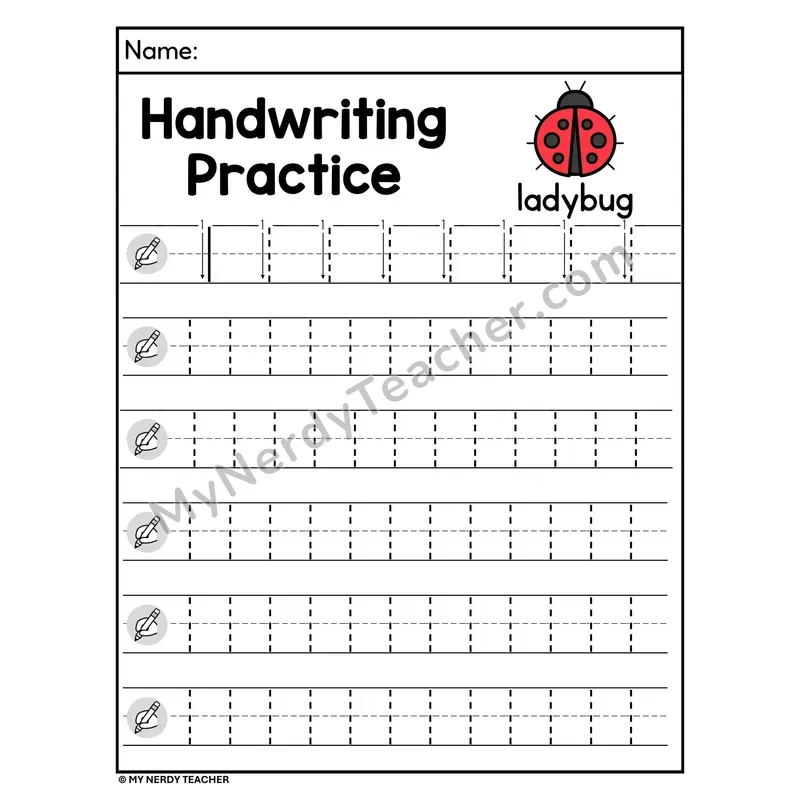 Lowercase Letter l Handwriting Practice Worksheet