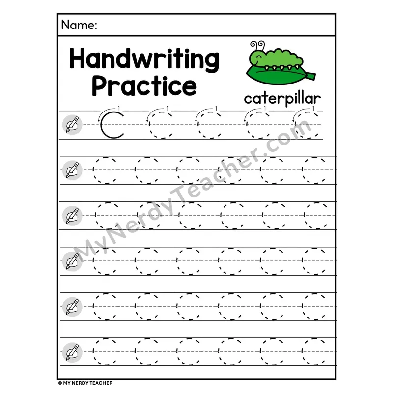 Uppercase Letter C Handwriting Practice Worksheet