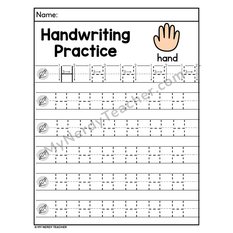 Uppercase Letter H Handwriting Practice Worksheet