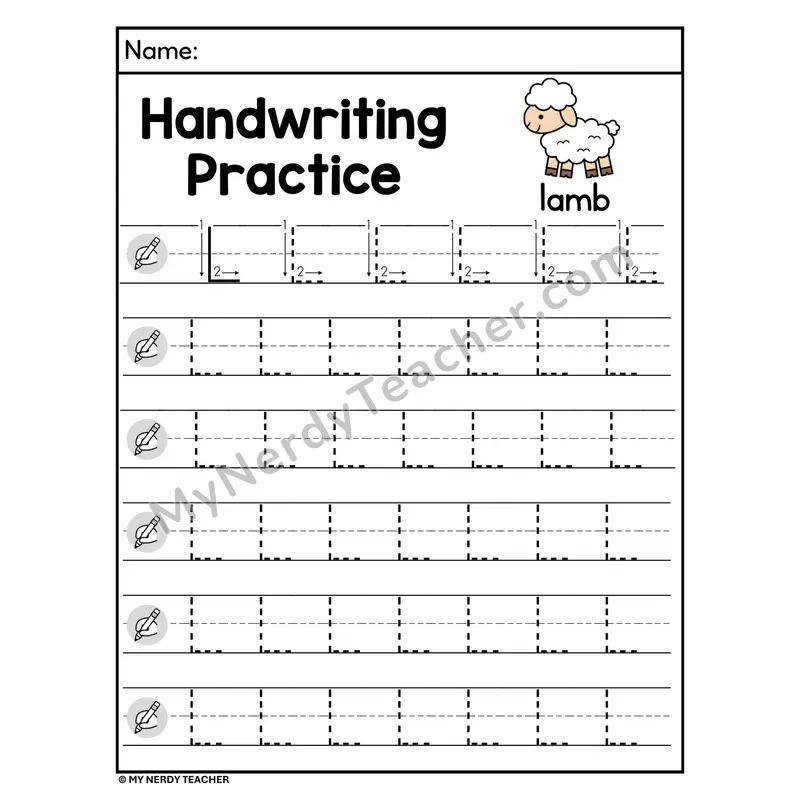 Uppercase Letter L Handwriting Practice Worksheet