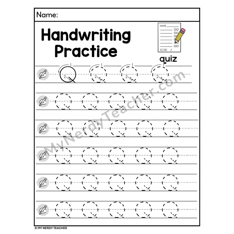 Uppercase Letter Q Handwriting Practice Worksheet