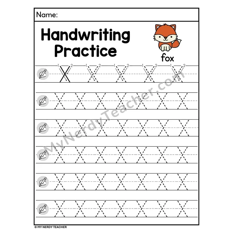Uppercase Letter X Handwriting Practice Worksheet