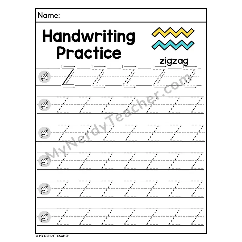Uppercase Letter Z Handwriting Practice Worksheet
