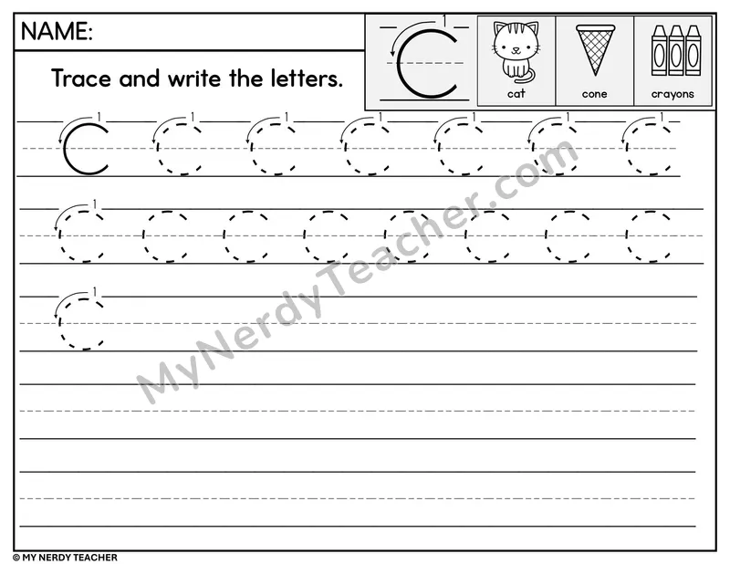 Uppercase C Tracing and Writing — Stroke Order Practice