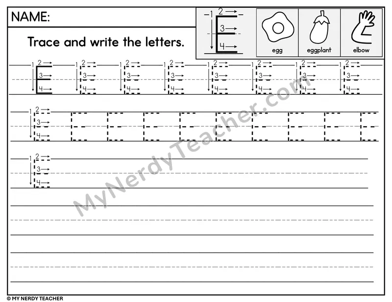 Uppercase E Tracing and Writing — Stroke Order Practice