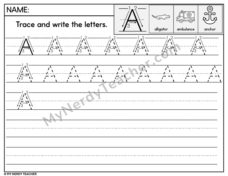 Uppercase A Tracing and Writing — Stroke Order Practice