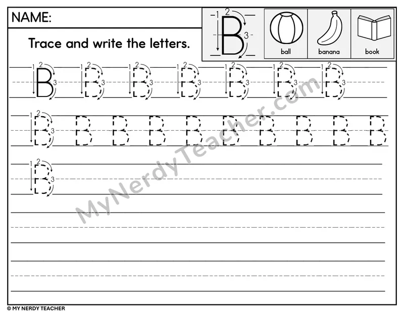 Uppercase B Tracing and Writing — Stroke Order Practice