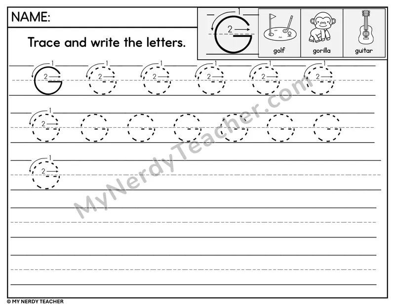 Uppercase G Tracing and Writing — Stroke Order Practice