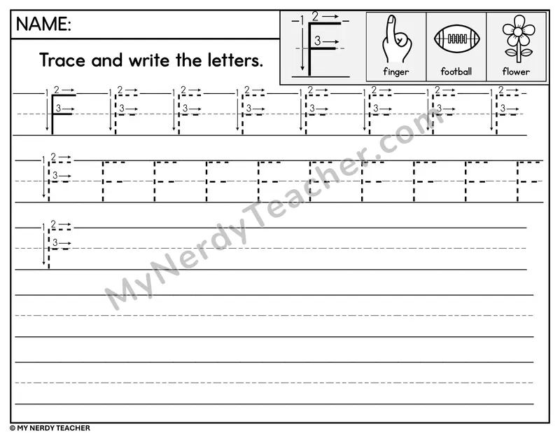 Uppercase F Tracing and Writing — Stroke Order Practice