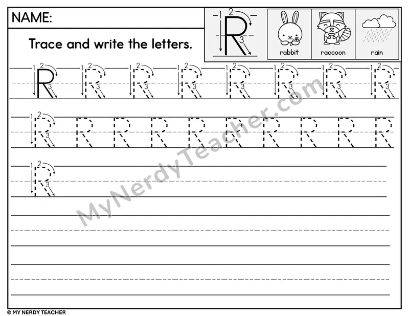 Uppercase R Tracing and Writing — Stroke Order Practice
