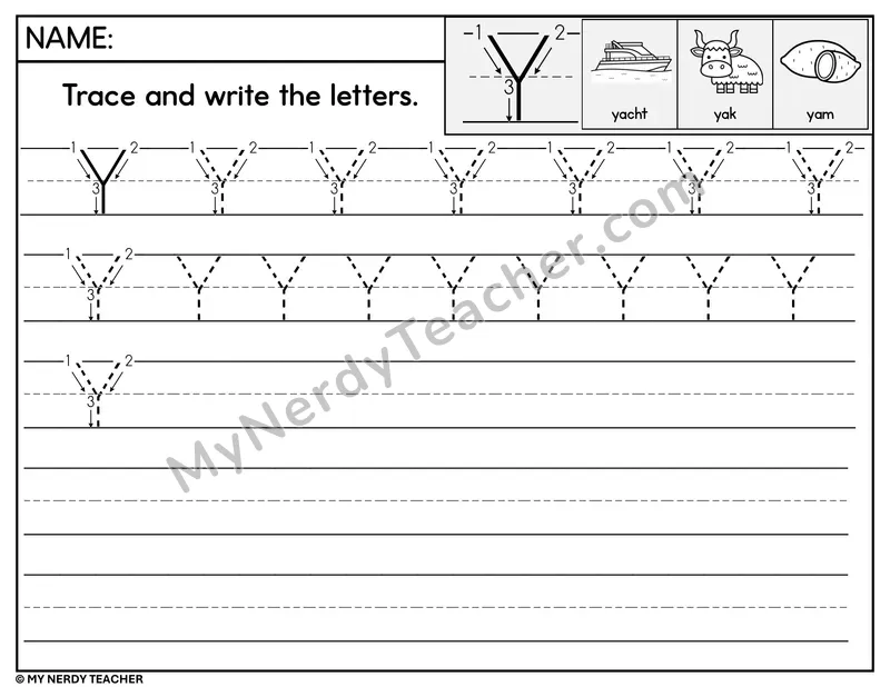 Uppercase Y Tracing and Writing — Stroke Order Practice