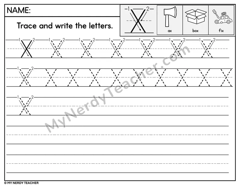 Uppercase X Tracing and Writing — Stroke Order Practice