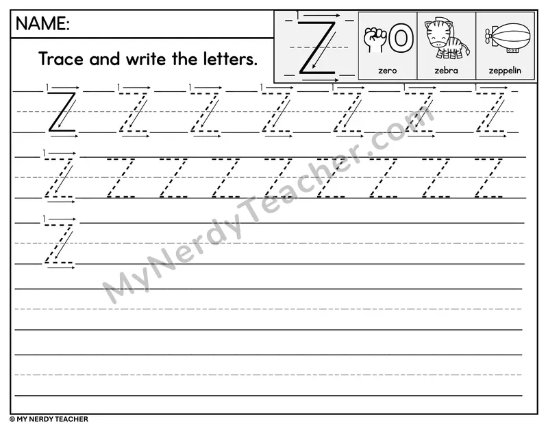 Uppercase Z Tracing and Writing — Stroke Order Practice