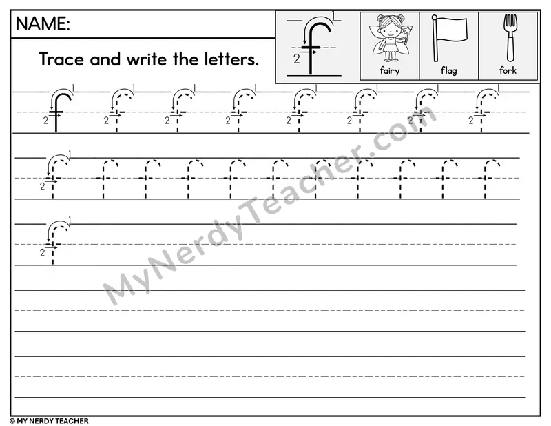 Lowercase f Tracing and Writing — Stroke Order Practice