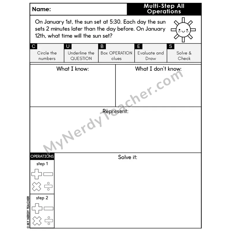 Multi-Step Word Problem #10 — Winter Math Editable CUBES