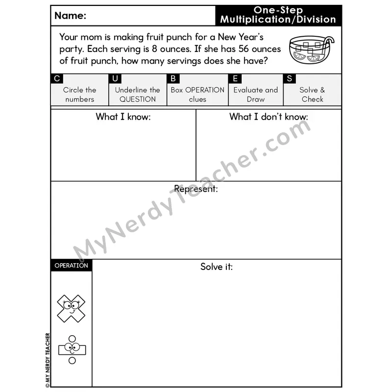 One-Step Division Word Problem #9 — Winter Math Editable CUBES